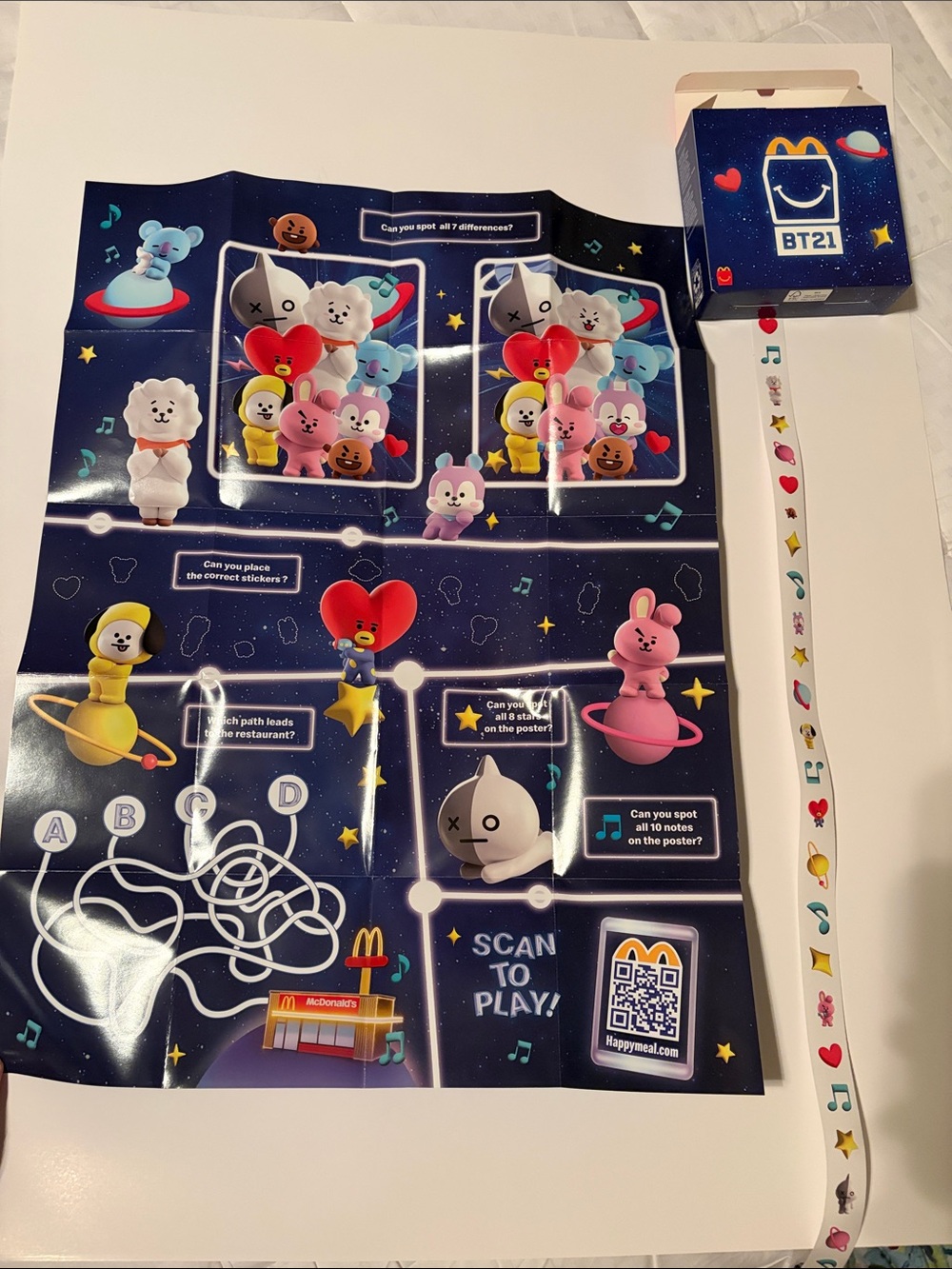 BT21 Happy Meal Toy - Poster and Activity Mat and Stickers